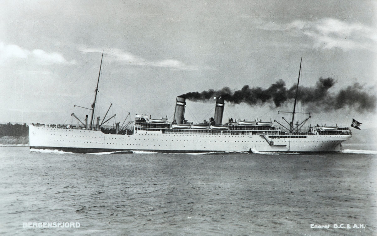 Bergensfjord, dampskip, postkort.