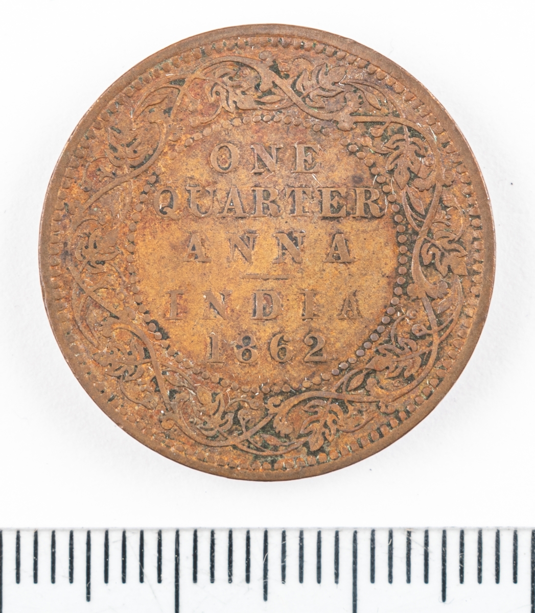 Mynt Indien 1862, 1/4 Anna.