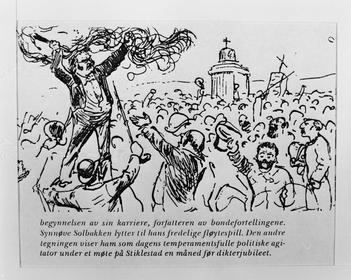 Karikatur, Synnøve Solbakken, Bjørnson, Stiklestad,