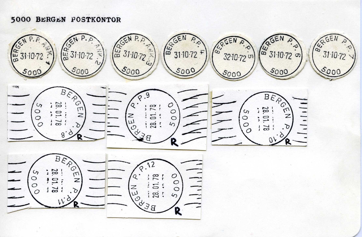 Stempelkatalog, Bergen postkontor. Pakkepost. Bergen kommune. Hordaland fylke. 
