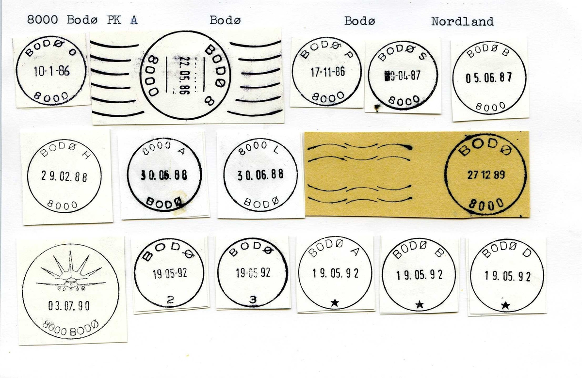 Stempelkatalog, Bodø. Bodø kommune. Nordland fylke.