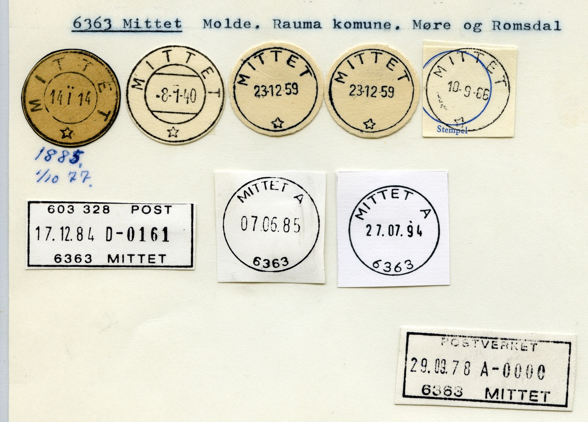 Stempelkatalog  6363 Mittet, Rauma kommune, Møre og Romsdal