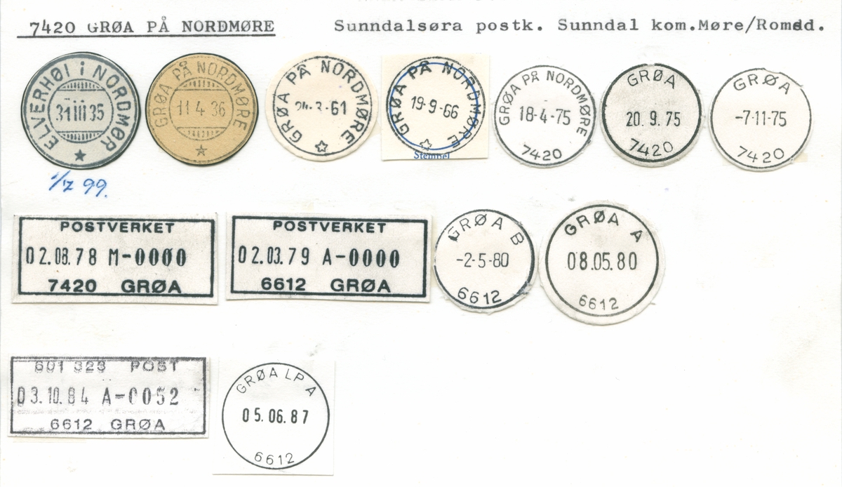 Stempelkatalog 7420 Grøa på Nordmøre, Sunndalsøra, Sunndal, Møre og Romsdal