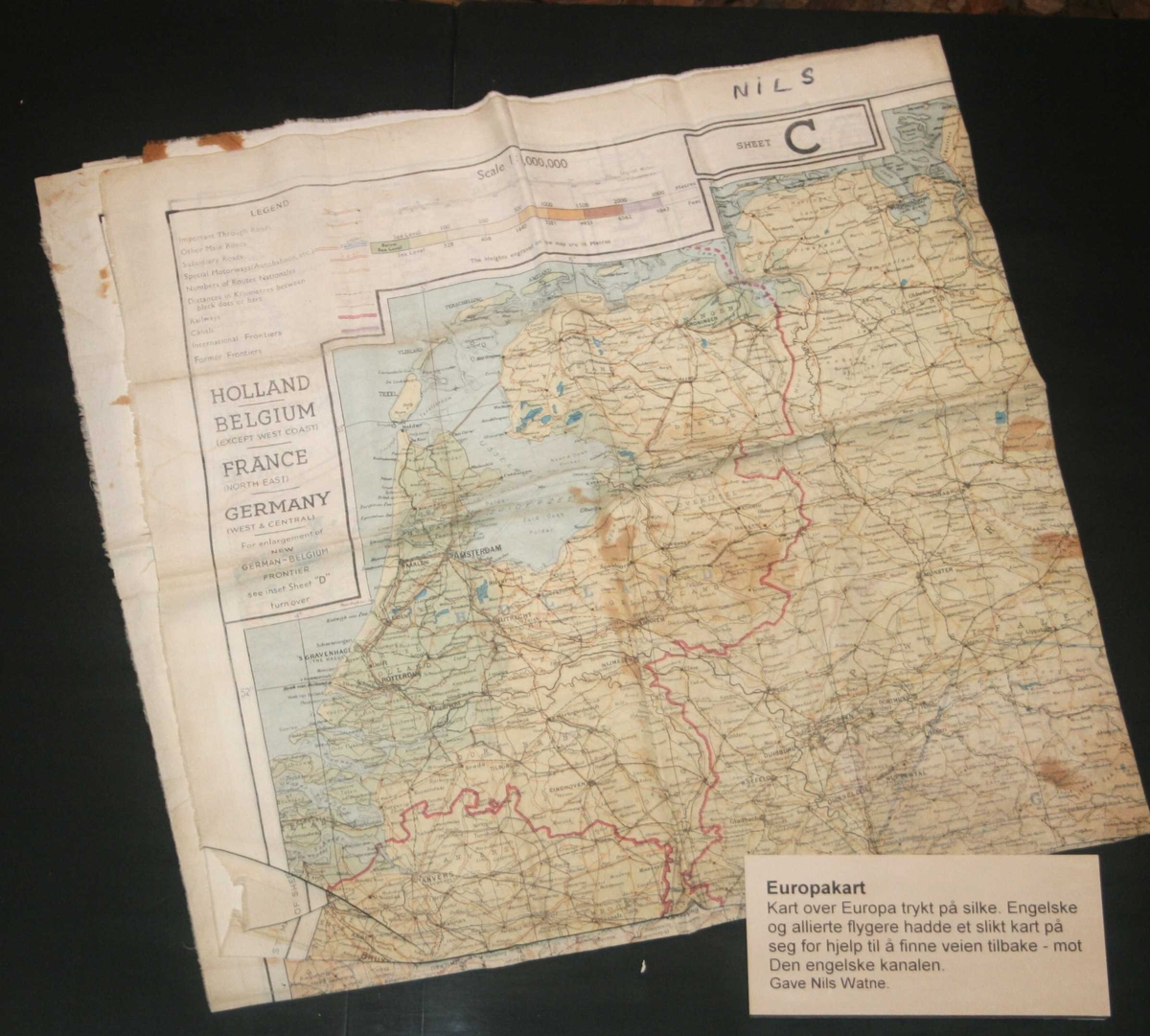 Kartet viser Nederland, Belgia og tilstøtende deler av Tyskland og Frankrike.