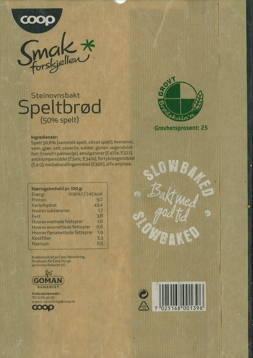 På brødposen finnes to motiv. Første motiv: To bakere som står med en ferdig deig. En ung og en eldre. Det ser ut som om den unge bakeren er under opplæring. Annet motiv: Korn og en gammel type redskap til å spa opp korn med.