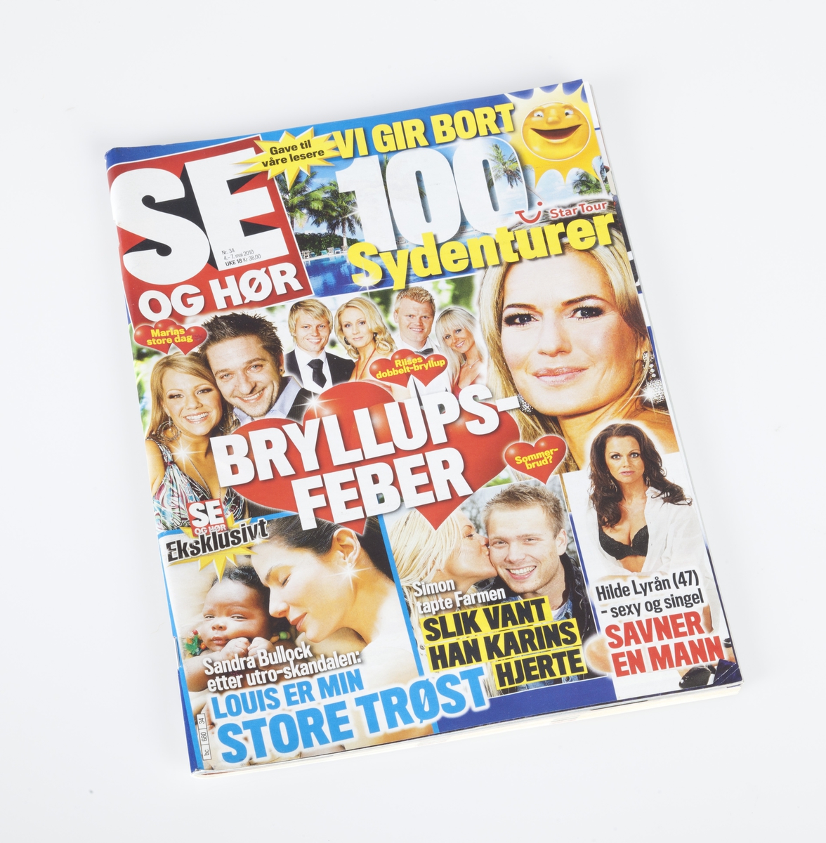 Collage: Fete overskrifter samt bilder av kjente personer i mange og klare farger.
