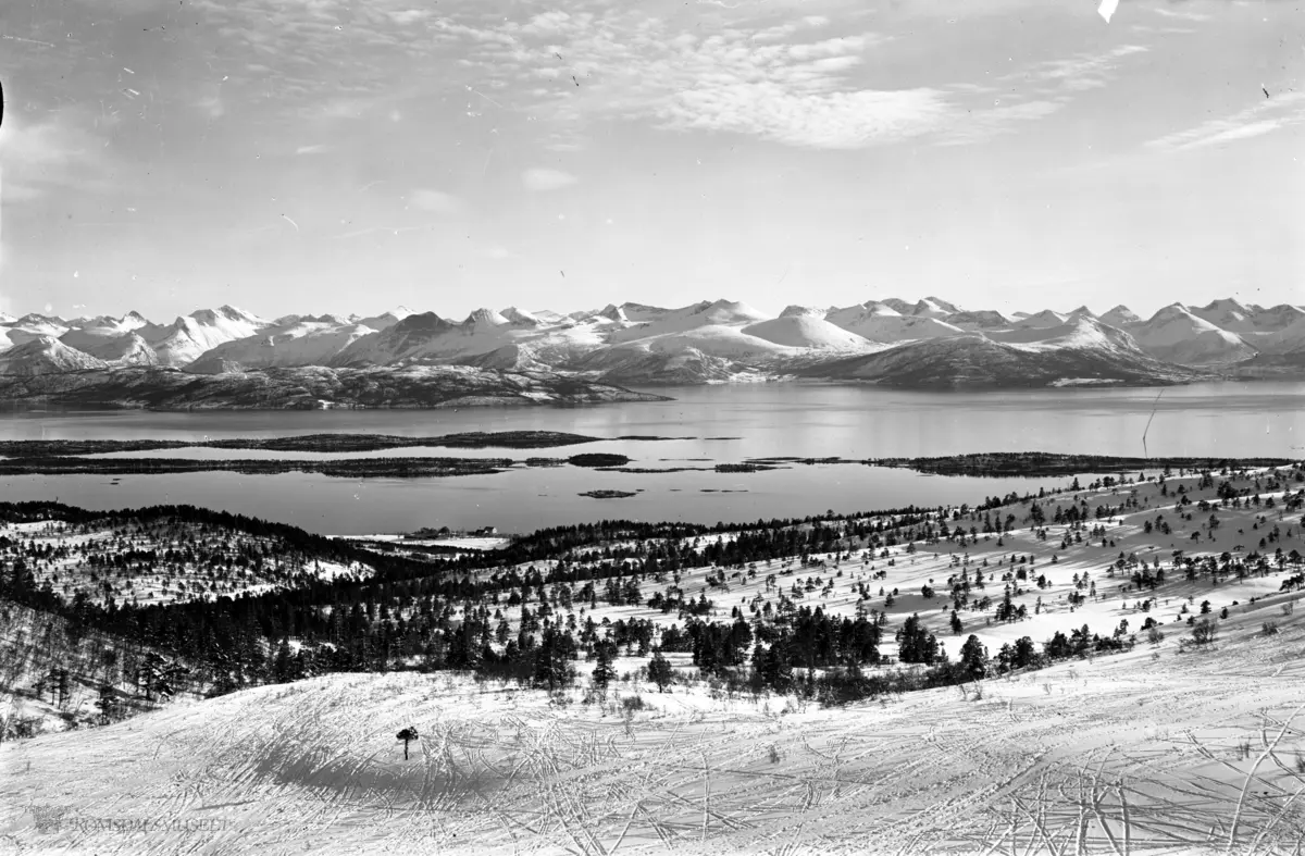 Molde i panorama sett fra Nord, Molde i panorama fra skihytten..Vi ser Moldegård og en sjøbrygge (kan det være Eksportbrygga ?).