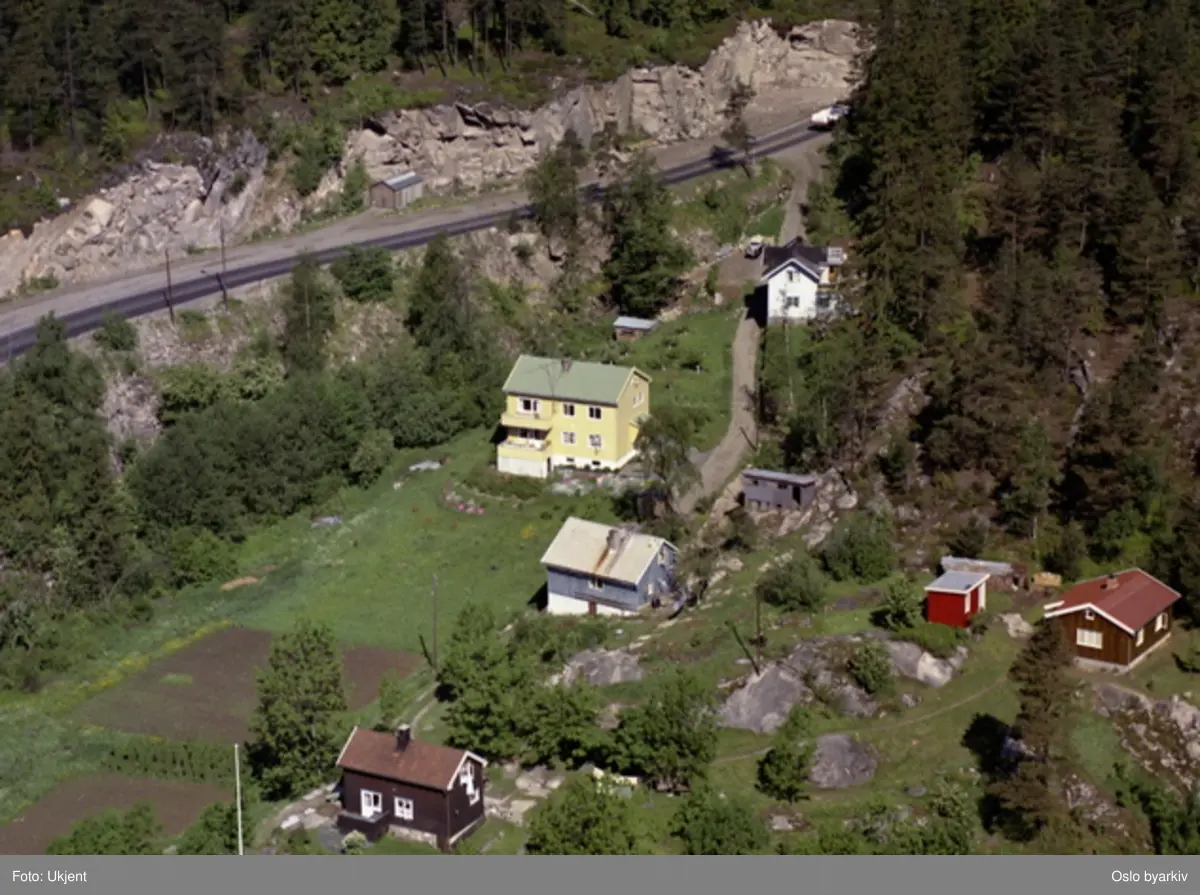 Trondheimsveien. Ospelia 12.Grense mellom Oslo og Akershus. (Flyfoto)