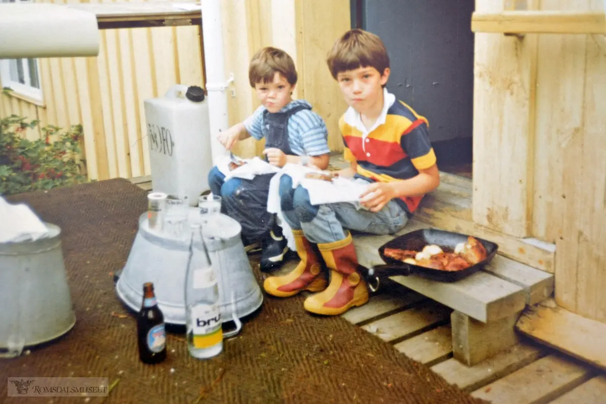 Henning og Marius Aarset spiser kylling etter en to måneder lang fiskediett.