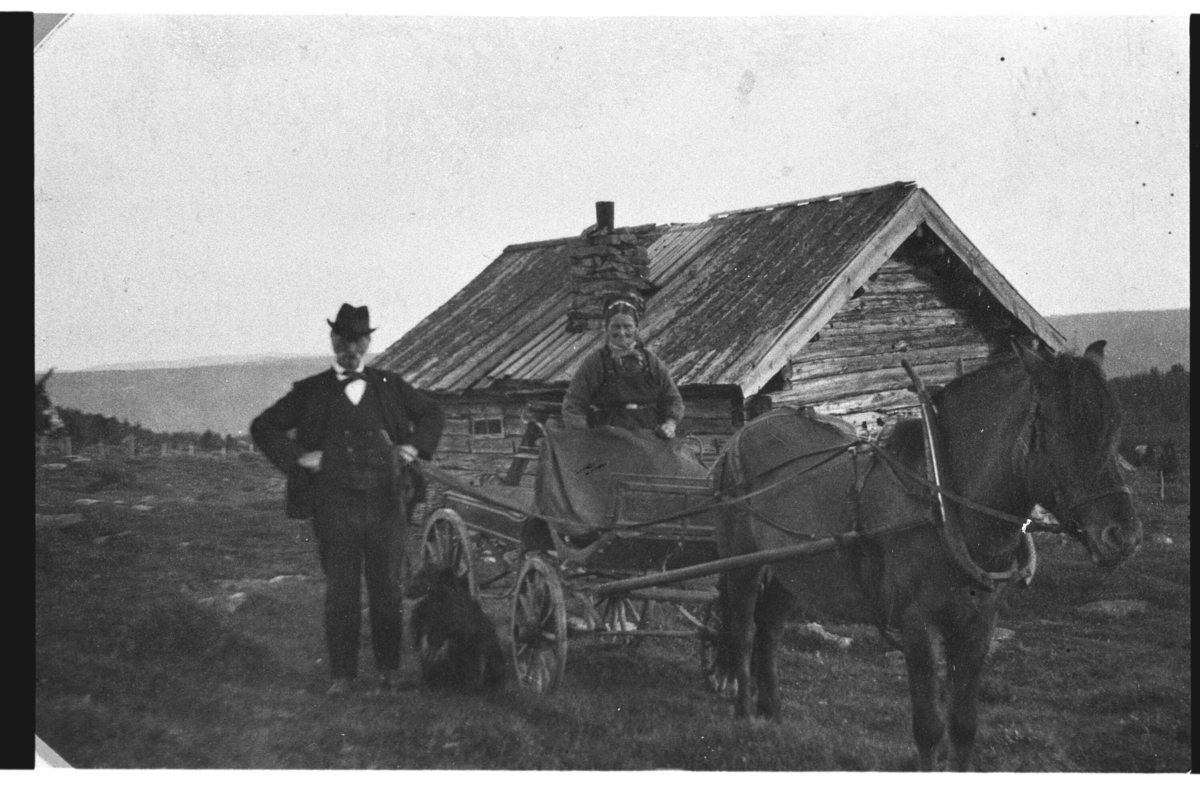 Portrett,stakk,jakke,bukse og hatt.