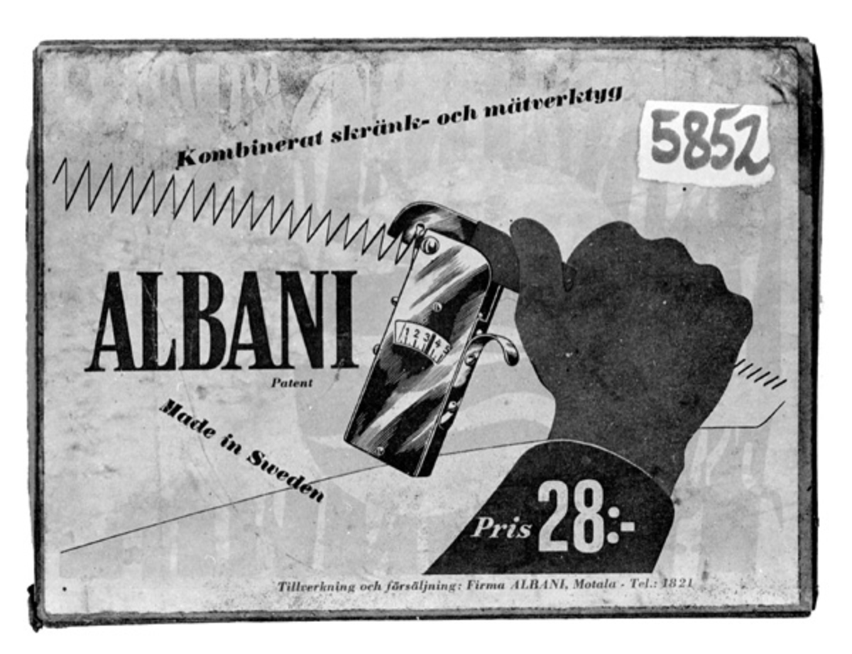 Viggtanga er av forniklet metall og svart plast, med handtak av rød plast. Klokkedelen er rektangulær og har et buet «vindu» over en skala med tall fra 1 til 5. En knast på fremre tverrende av klokkedelen aktiverer en viser som pendler over denne tallskalaen. Handtaket er hengslet til klokkedelen ved hjelp av en skrue i det fremre hjørnet øverst. På den bakre tverrenden av klokka er det ei bøyle som brukeren kunne gripe med tommelen mens han beveget handtaket med de øvrige fire fingrene. Viggtanga ligger i en brun pappeske. Det følger bruksanvisning med. På denne står bl. a. «"Albani" skrank och matverktyg är uppfunnet och konstruerat av en erfaren fackman skogsarb. Gustaf Johansson, Horrmund. Med "Albani" skranker ni Eder skogssvans absolut ratt på fem minuter. Vad detta betyder vet varje skogsarbetare.»