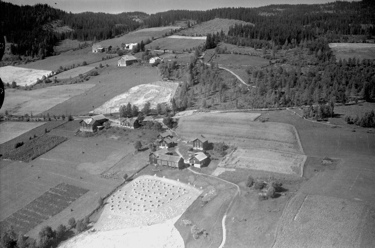 Flyfoto av Afsett øvre, Amli øvre og nedre, Moelv.