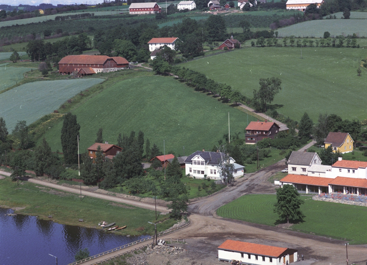 Flyfoto, Tingnes, Prestegarden, bru, Nes, Hedmark.