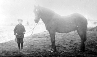 OLE S. NARMO MED "STORSVARTEN" HEST, KVARTERHEST FOR NARMO, NARMO NEDRE