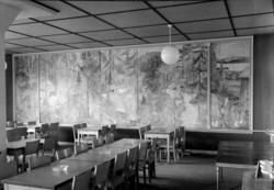 Brumunddal, Berger Langmoen AS, interiør i kantina, veggdeko