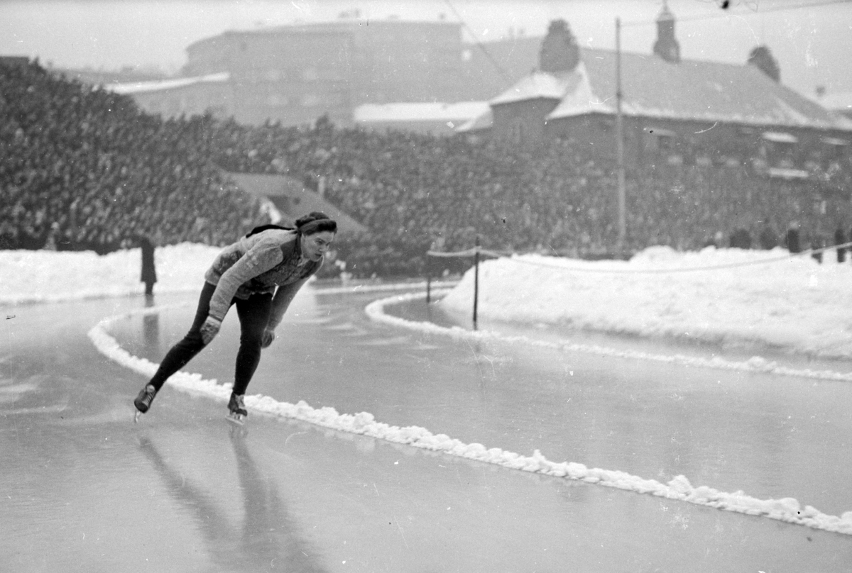 Skøyteløp, Bislett stadion, Oslo.