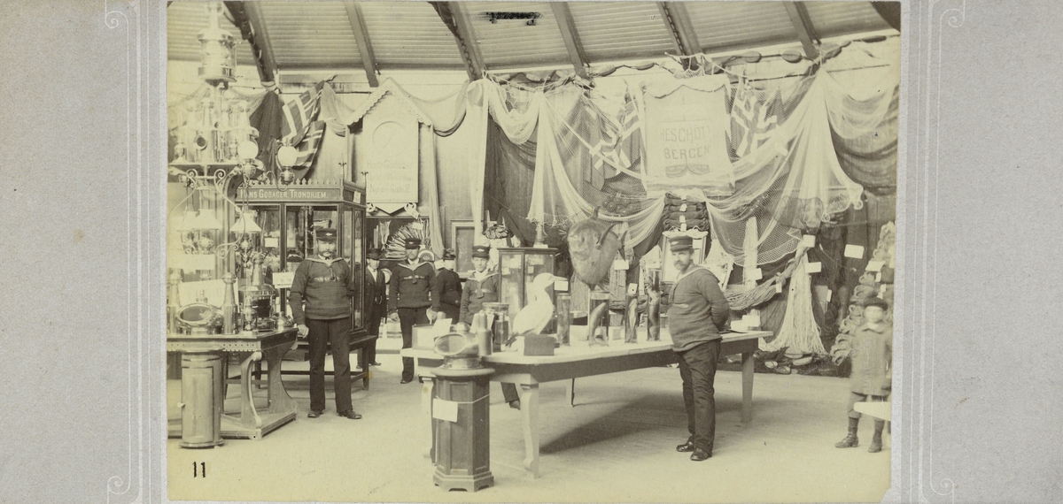 9 fotografier fra Fiskeriutstillingen i Trondhjem 1887.