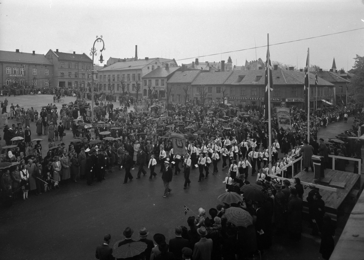 Hamar, Stortorget, 17. mai 1949, Hamar by 100 år, byjubileum 1949,