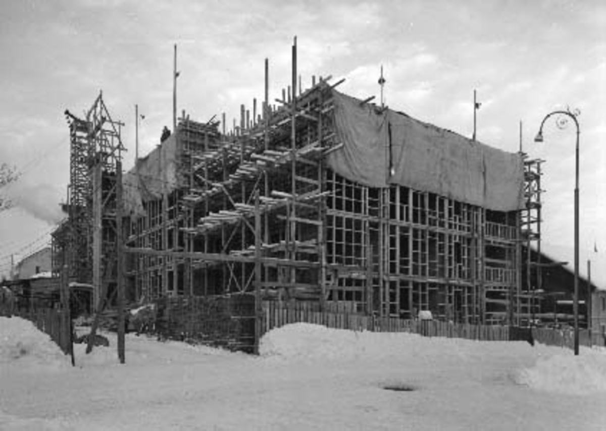 Hamar Kommune, byggearbeid, ukjent nybygg, skilt.