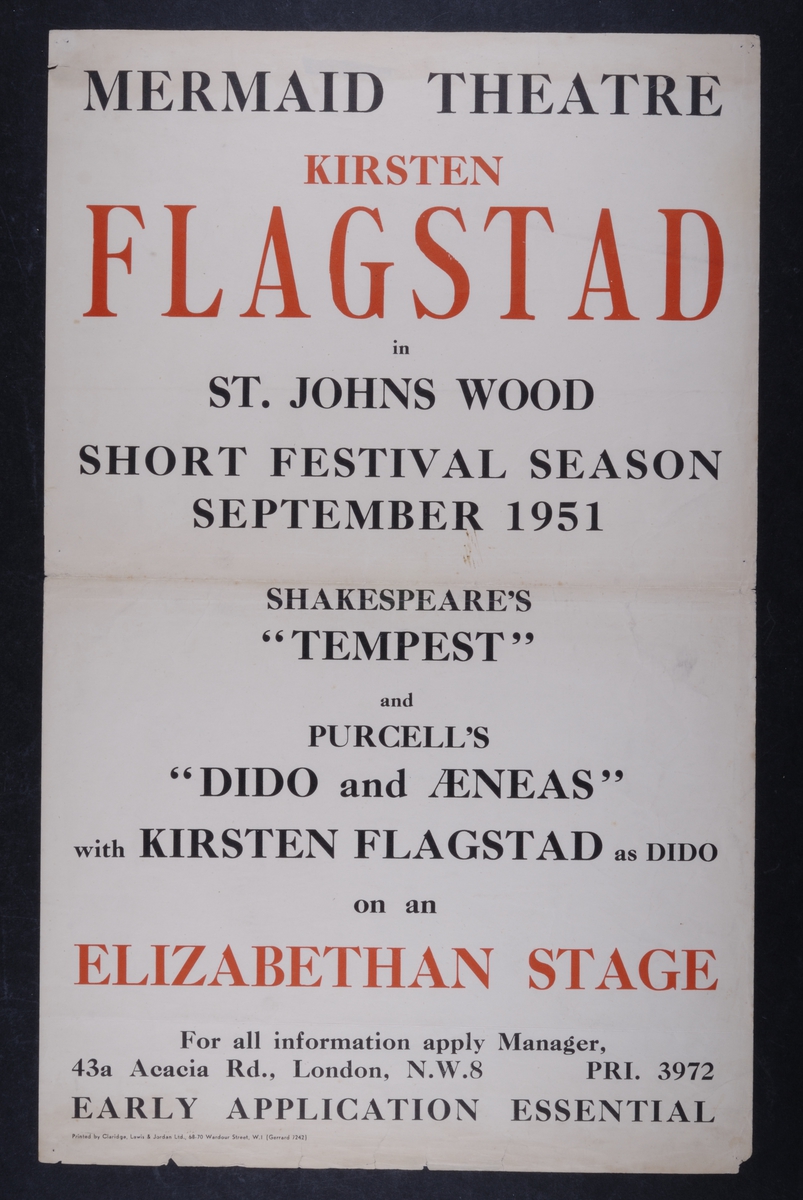 "Konsertplakat, Kirsten Flagstad