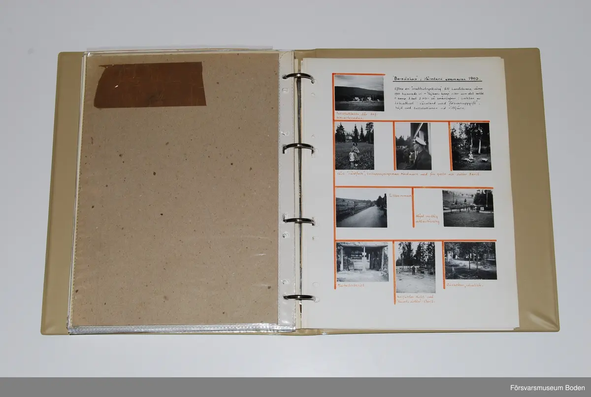 Album innehållande fotografier med utförliga texter, tjänstgöringsintyg, ryska brev (översatta) och liknande sammanställda av Karl Lindskog. Författaren tjänstgjorde vid Märkäjärvi och enligt honom kan albumet ses som ett komplement till kamraten Ragnar E. Naess bok "Marschen till Märkäjärvi" (1940). Fotografierna är i de flesta fallen tagna av furir Rosenquist enligt kommentar i albumet. På slutet finns en redogörelse för en beredskapsplacering i Värmland efter hemkomsten från Finland.