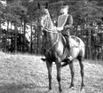 Löjtnant F.O Hallenberg 87 år, på hästen Good Will efter Invit Husar, 17 år.