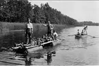 Officersaspirantskolan vid K 3 i Skövde 1929-30. Överskeppning med flotte på flytsäckar.