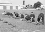 Fallskärmsjägarskolan Karlsborg 1959.Förberedelser inför fallskärmshoppning.