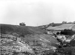 Damplokomotiv på "Haugenstuen Bank"; den svære fyllingen som