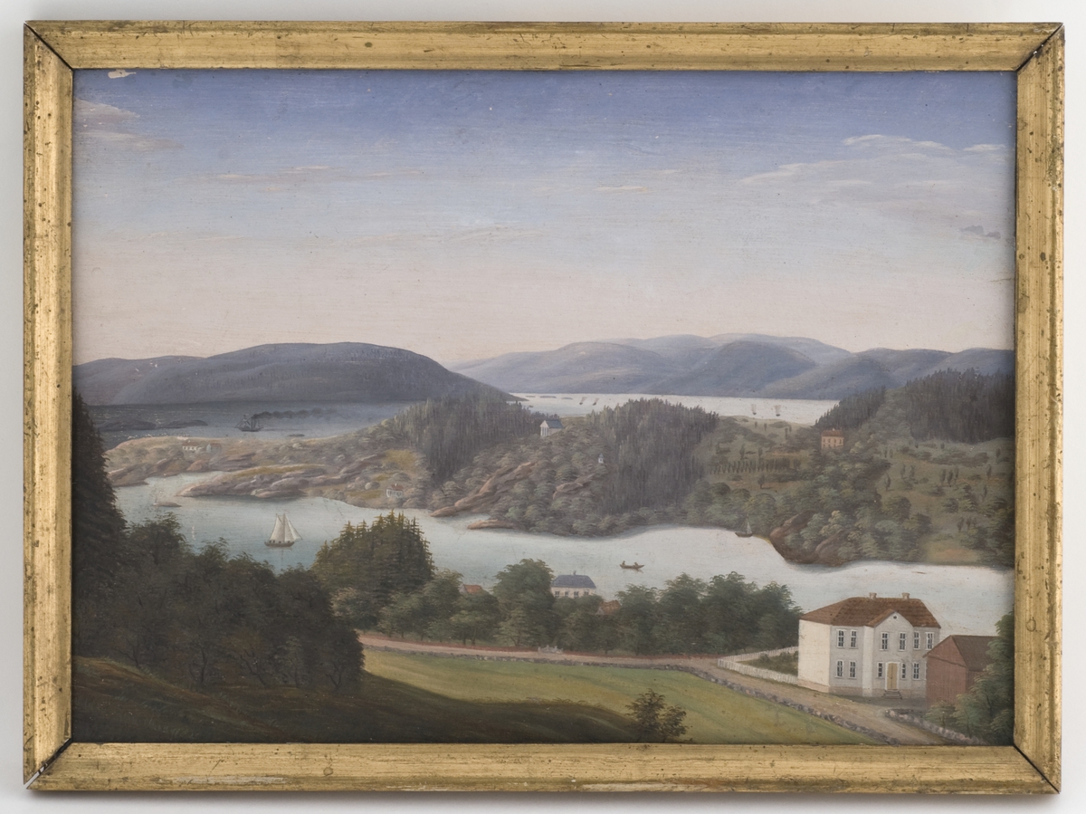 Bylandskap. Utsikt mot Schafteløkken, Frognerkilen og Bygdøy i Oslo.