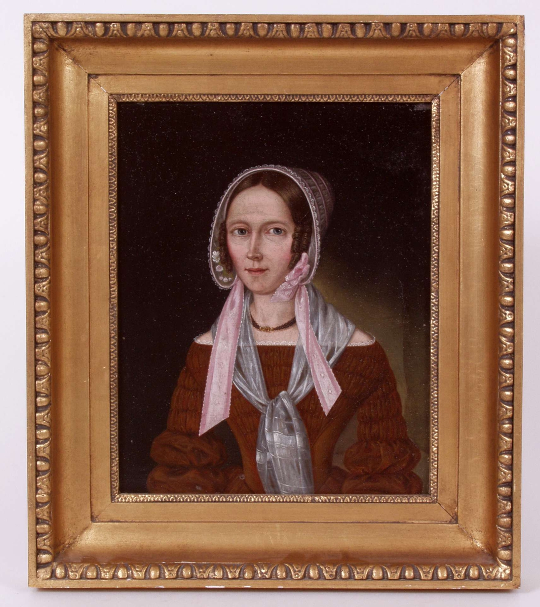 Maleri i forgylt treramme, olje på lerret.