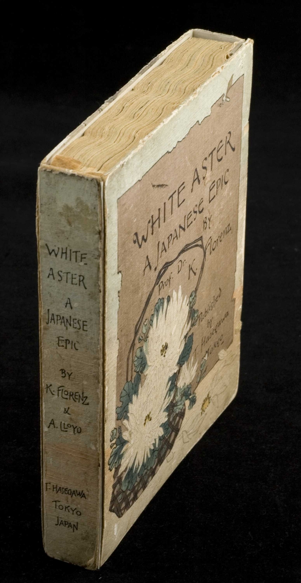 Bok av foldet, uskåret kreppapir med trykket tekst og tresnittillustrasjoner. Boken har original omslagskassett og er lagt i en boks av nyere dato.