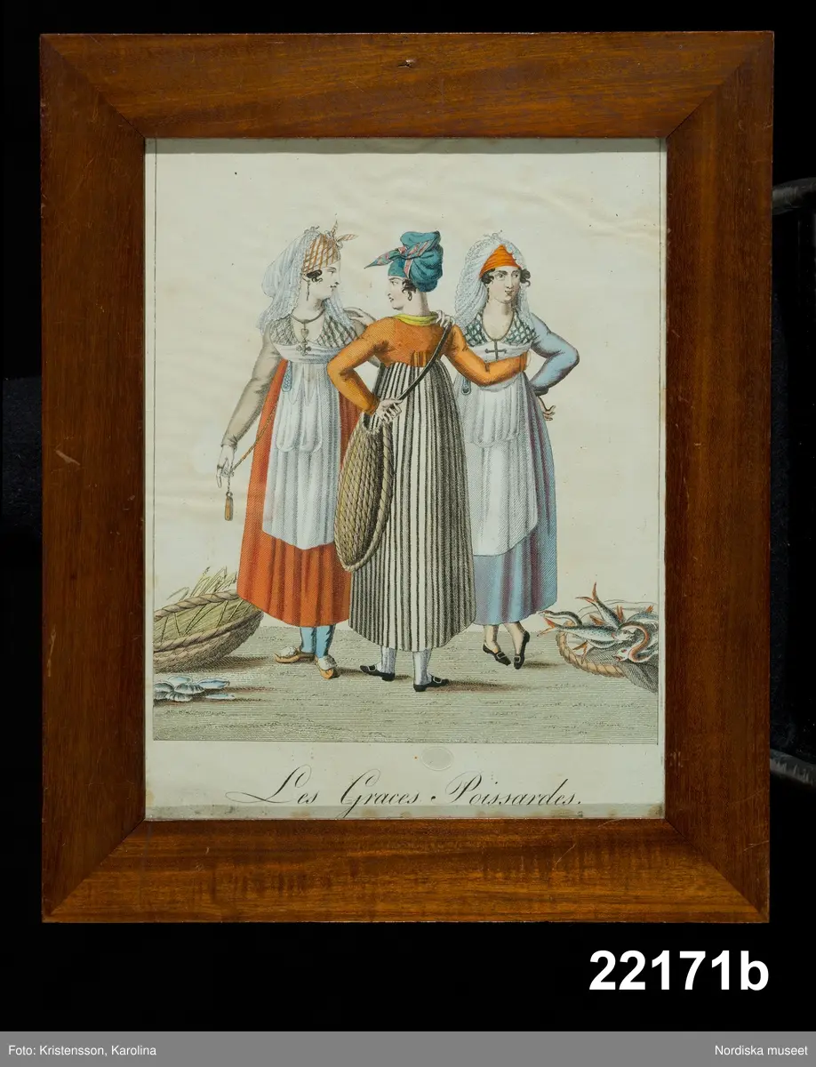 Huvudliggaren:
"Taflor. Broderade. a. Les Graces Villageoises b. Les Graces Poissardes c. Le Debiteur a la mode d. Les Joueures a la mode e. Les Suppléans. G. af enkefru K. Grapengiesser 8/10 1878."