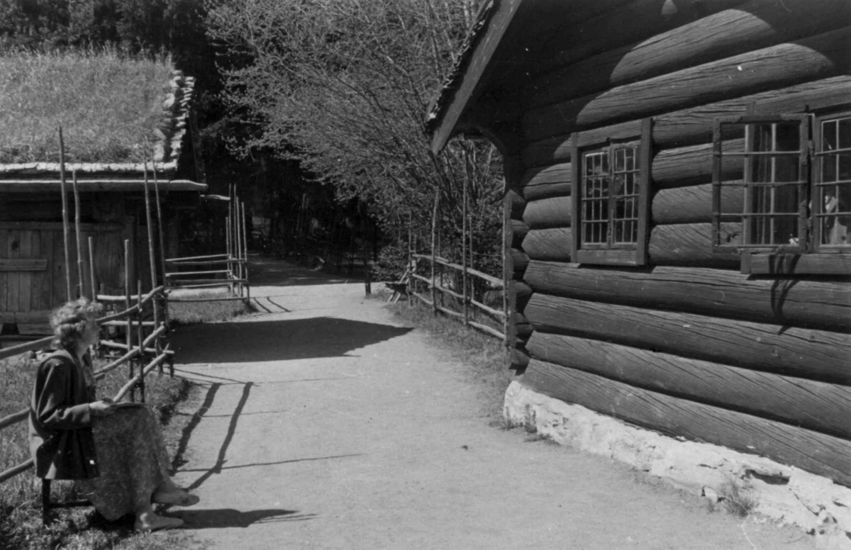 Skolejente i Numedalstunet på Norsk folkemuseum, 1951.