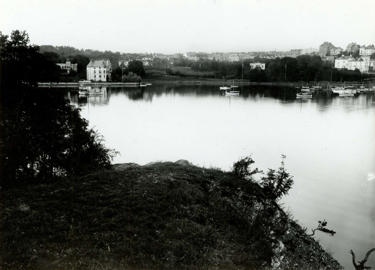 Frognerkilen, Oslo 1908. Oversiktsbilde. Fotografert fra Bygdøy mot Skarpsno.