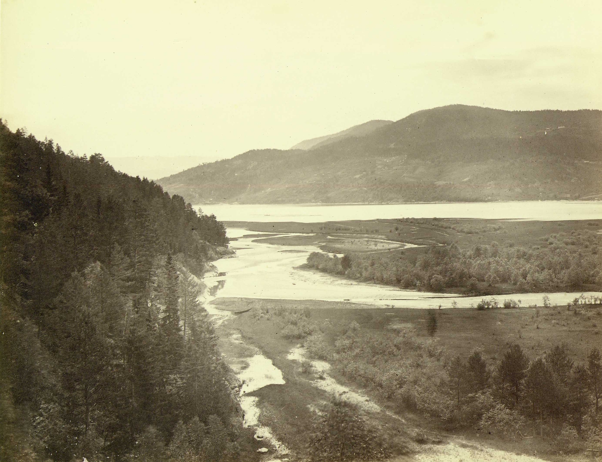 Landskap, Heddal, Notodden, Telemark.
Fra serie norske landskapsfotografier tatt av den engelske fotografen Henry Rosling (1828-1911).