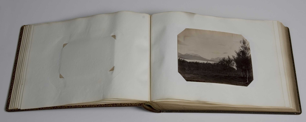 Serie motiver fra to fotoalbum i skinn, merket "NORGE I" og "NORGE II". De fleste - 174 av ialt 206 originalpositiver - er tatt av fotograf Axel Lindahl (1841-1906) på hans første reiser i Norge 1884 og 1885. 

