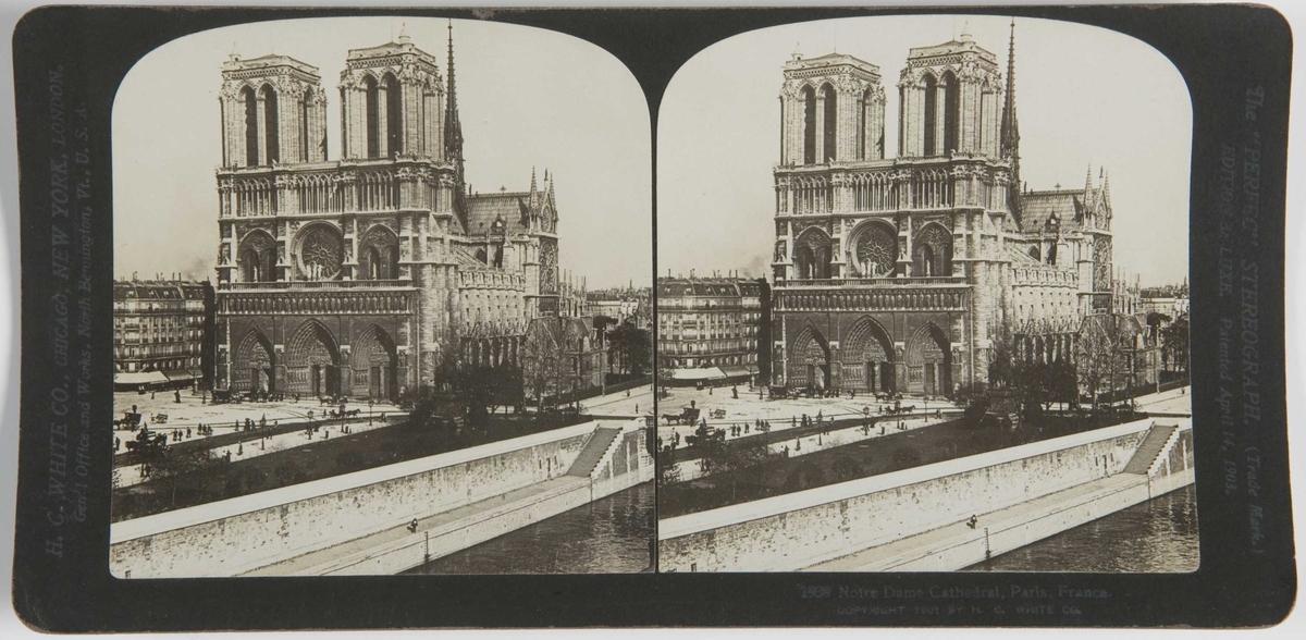 Stereoskopi. Notre-Dame-katedralen, Paris, Frankrike.