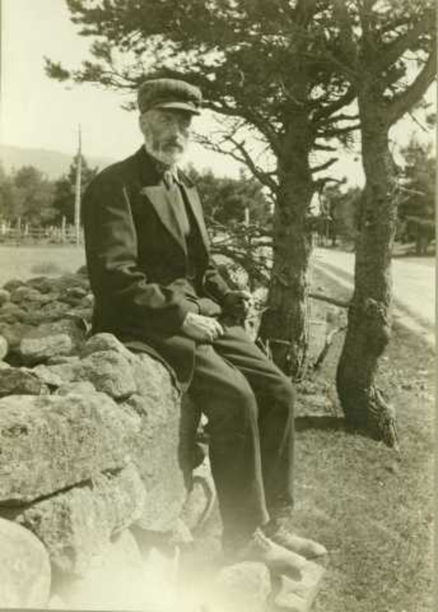 Portrett av treskjærer Hans L. Lindsø, Dovre, Oppland.  Fotografert 1911.