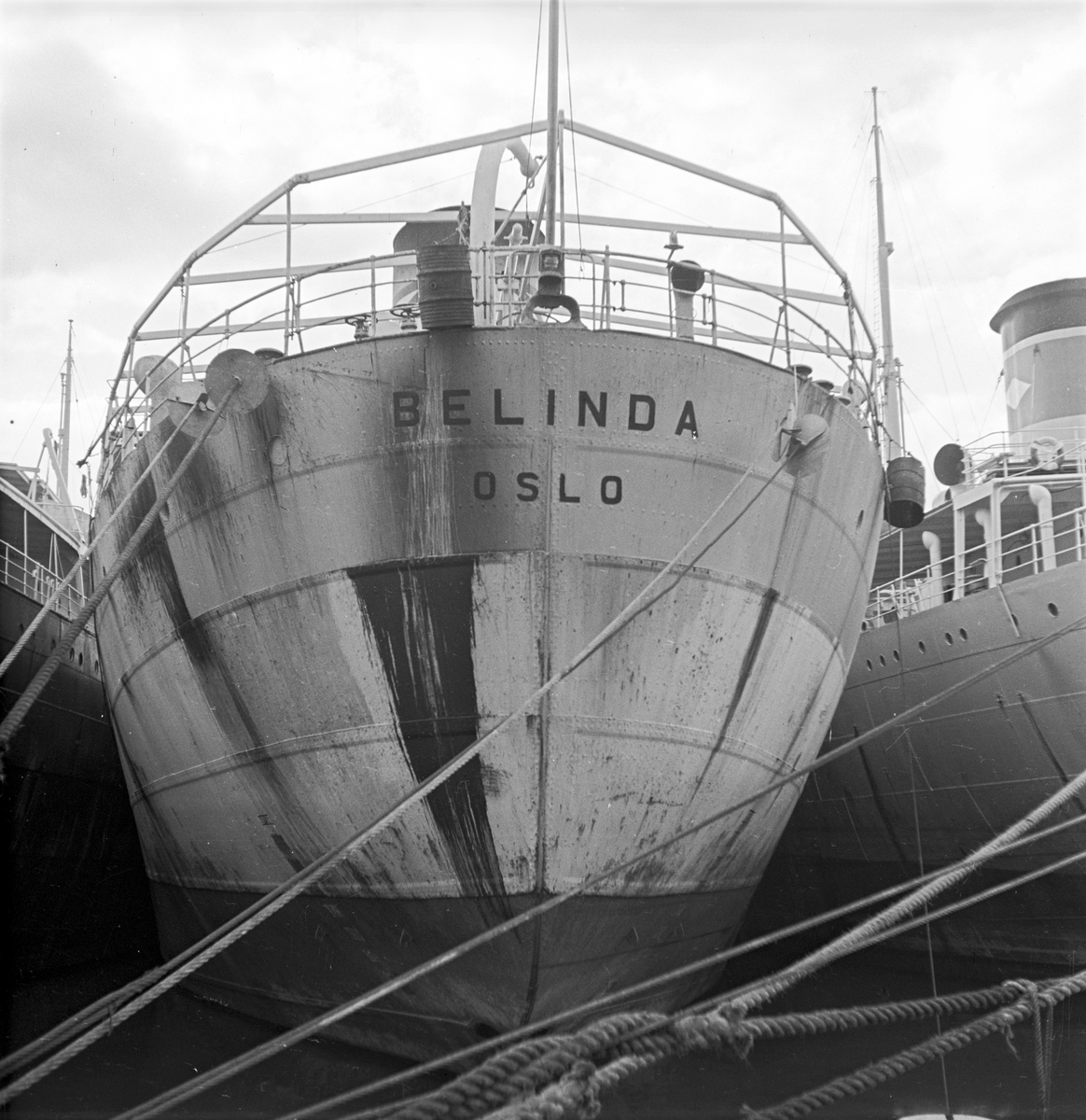 Serie. Div. tankbåter i opplag. Fotografert 14. aug. 1954.