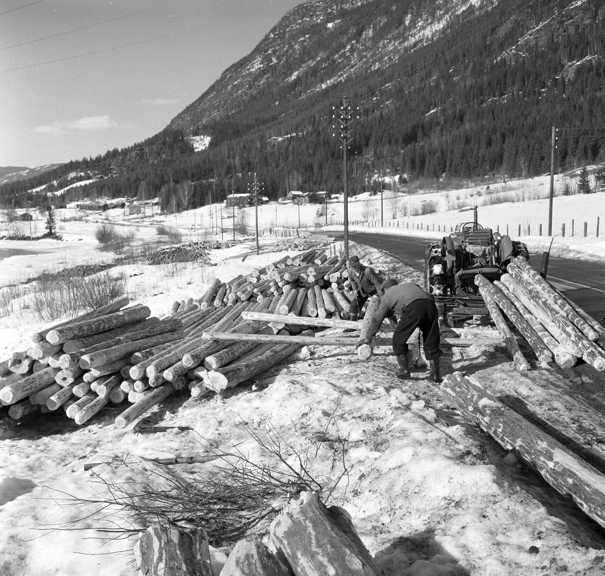 Serie. Veireportasje langs Hallingdalsveien. Fotografert 25. mars 1960.