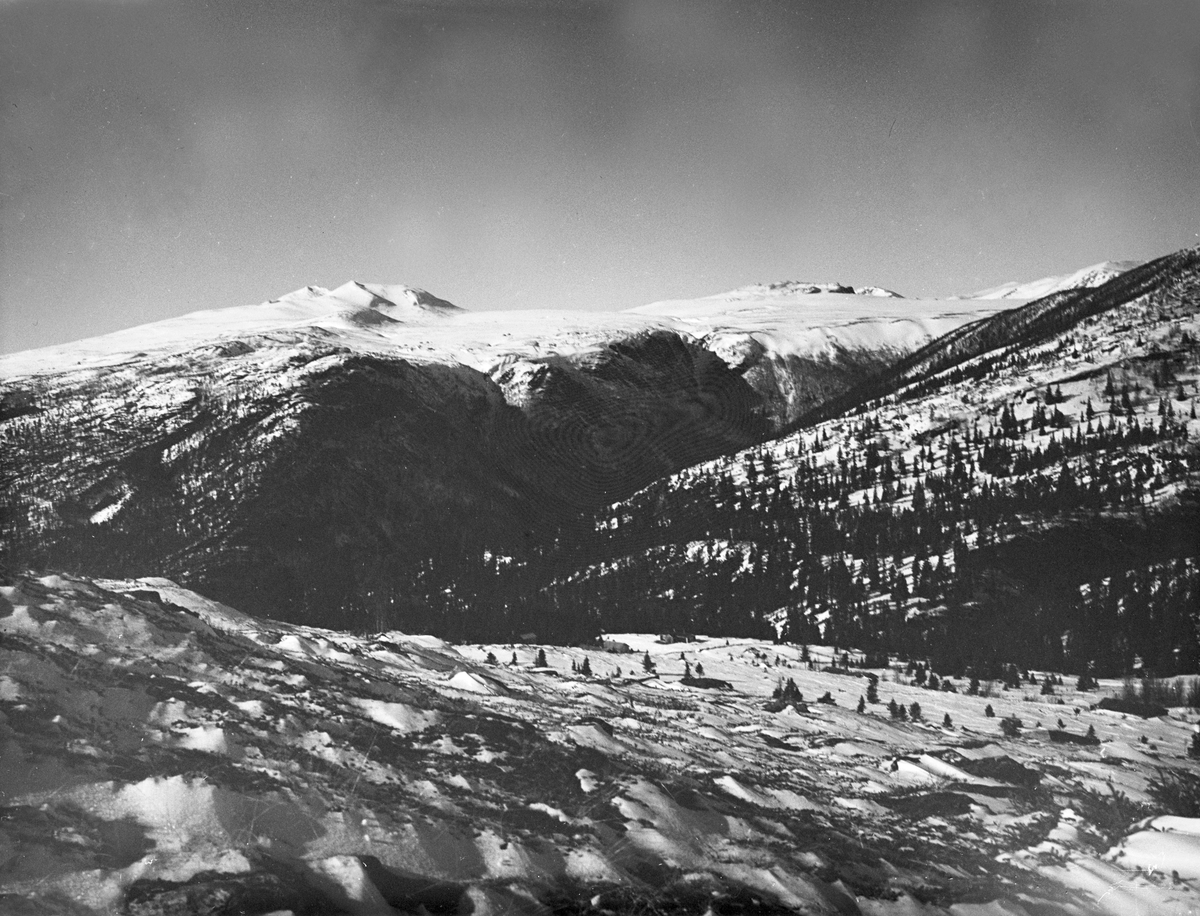 Utsikt fra Gråhøe mot Fabokampen. Fotografet påsken 1932.