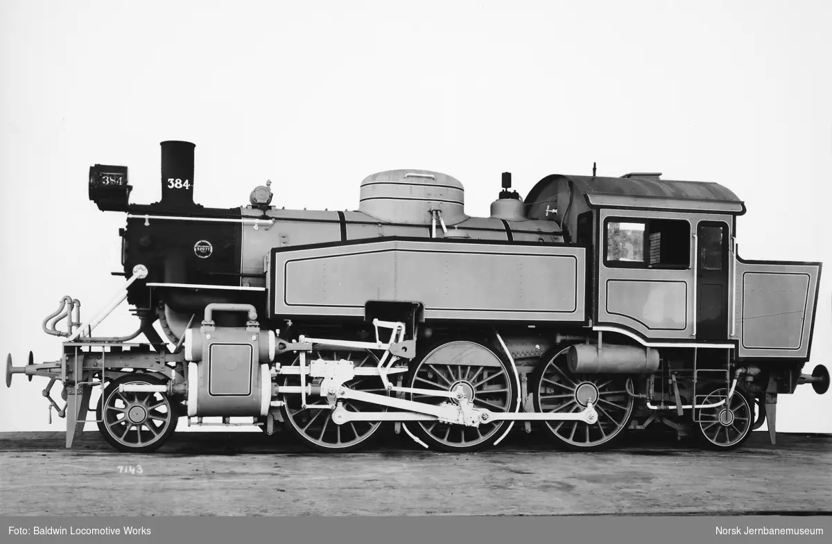 Leveransefoto av damplokomotiv type 32c nr. 384 fra Baldwin Locomotive Works