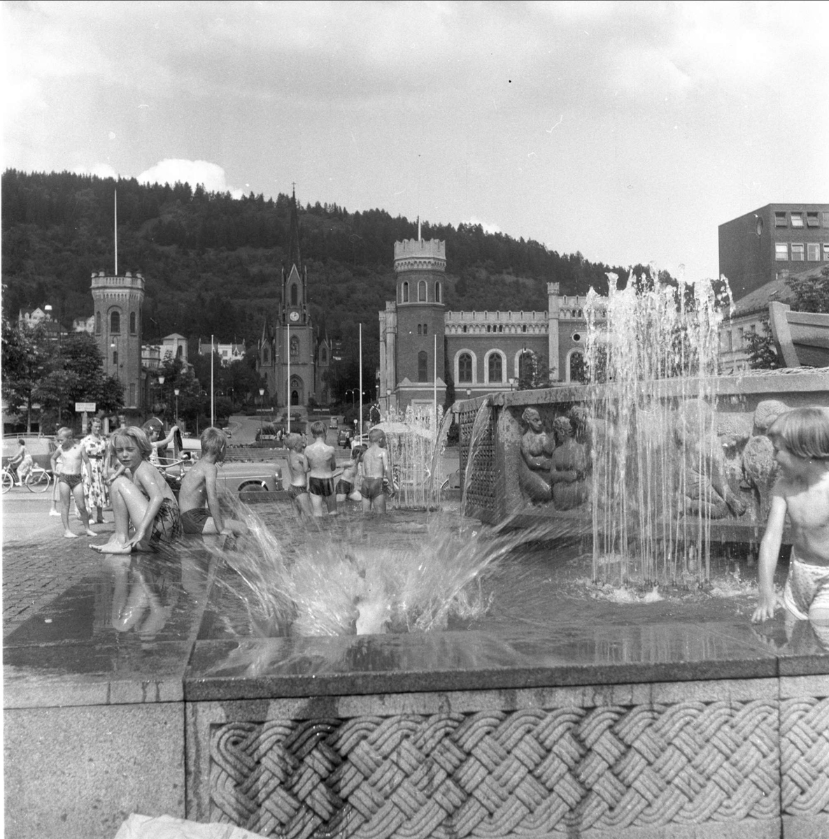 Drammen sentrum , Drammen, 06.07.1958.