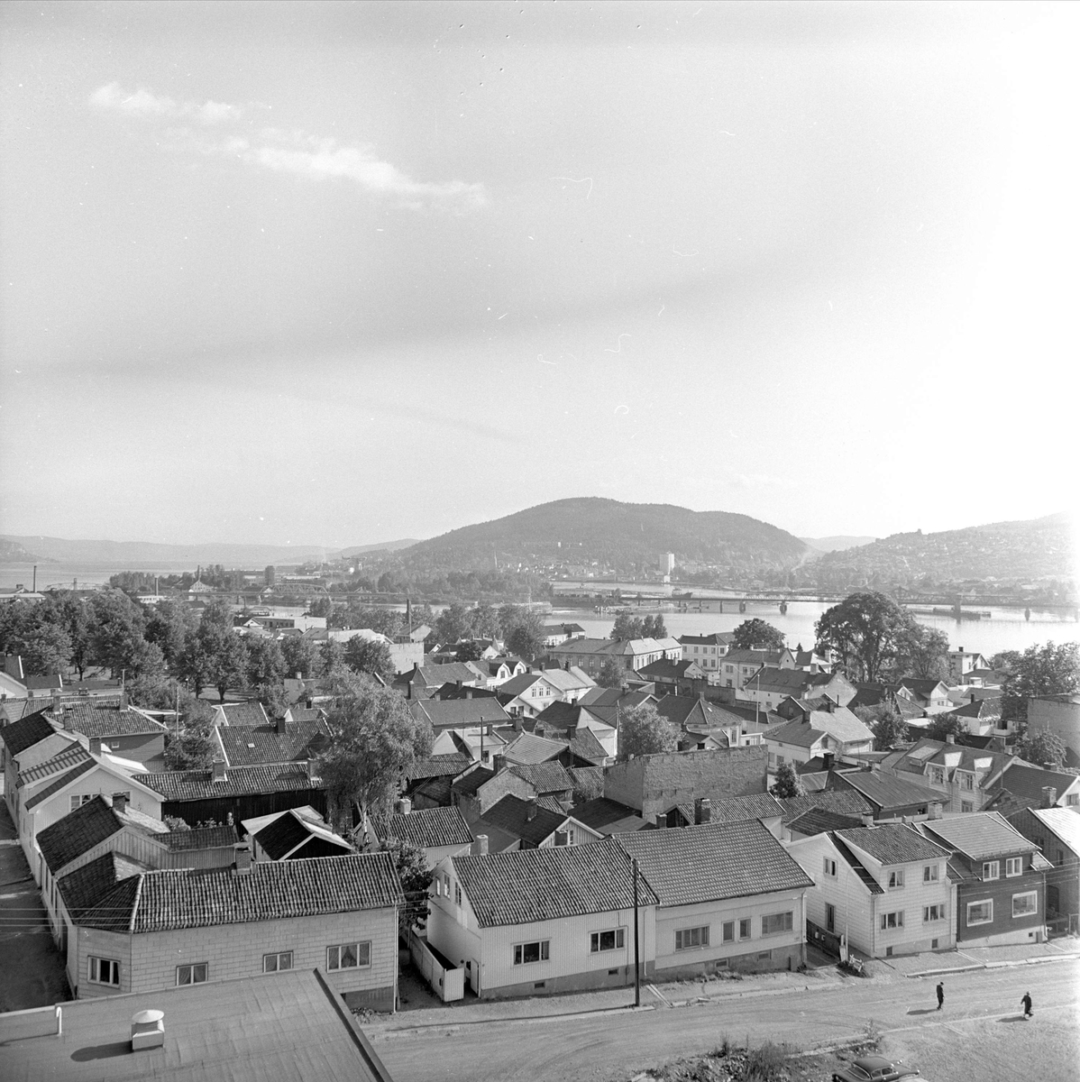 Drammen, oktober 1962. Nytt kretsfengsel. Utsikt over Drammen.