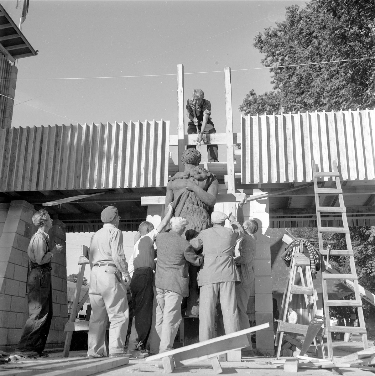 Porsgrunn, Telemark, juli 1957. Porsgrunn jubilerer. Arbeid.