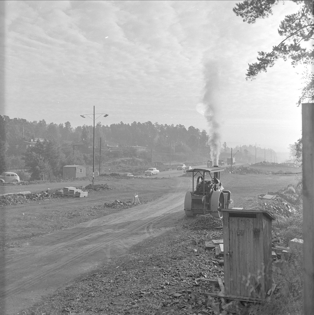 Drammensveien, september 1958. Veiarbeid.