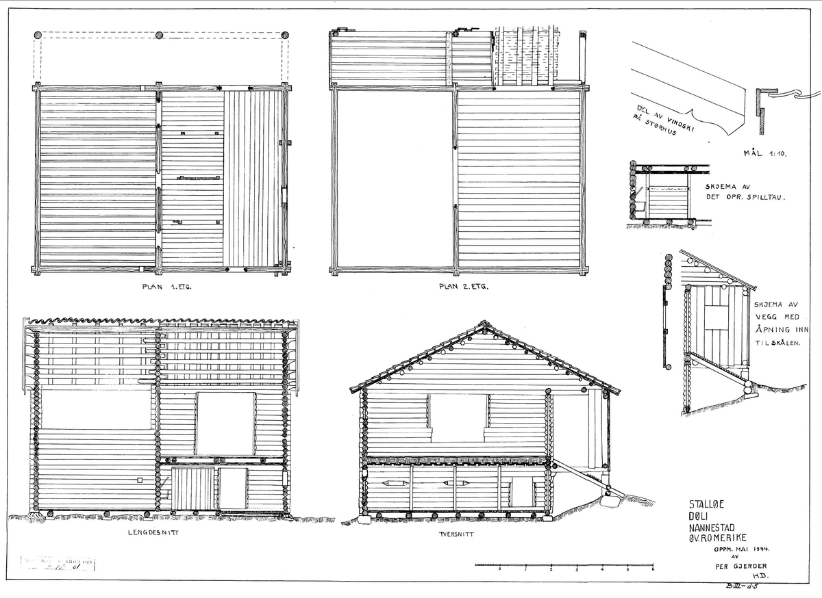 STALL MED LÅVE FRA DØLI I NANNESTAD, 1800-1850 
Overført til museet 1942, gjenoppført 1945

Bygningen har todelt grunnplan, med et låverom på den ene siden og stallrom på den andre. Låven har kjørebru opp til høyloftet over stallen. Stallrommet har solide og tette tømmervegger, og golvet er godt isolert med jord og strø. Hesten var den av husdyrene som var høyest verdsatt. Den godt isolerte stallen tyder på at det ble sørget godt for hesten i kalde vinternetter. 

(Tekst hentet fra By og bygd 43, 2010)
