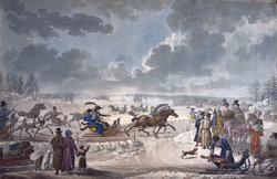 Kapplöpning, slädparti på Brunnsviken, Stockholm. Original a