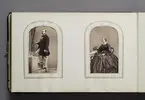 Fotografialbum, uppslagen. Porträttfotografier av Wefsman, Sofia Charlotta, född 11/6 1827, död 4/6 1885, gift med Johan Jack Offergren och Offergren, Johan Jack född 25/2 1823, död 17/2 1901, snickarmäst i Sthlm. Nordiska museets föremål inv.nr 208986.